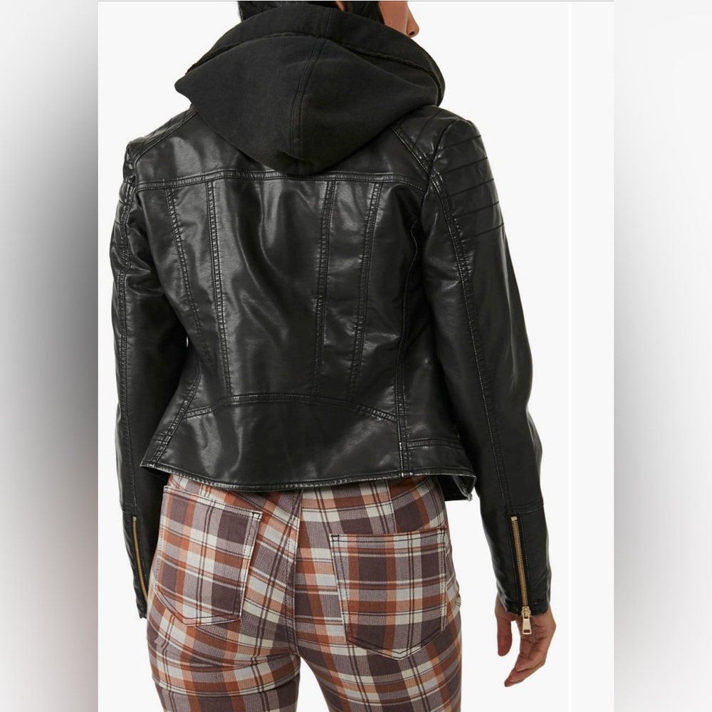 NWT Free People Harriett vegan leather hooded moto jacket - XS - Picture 2 of 3